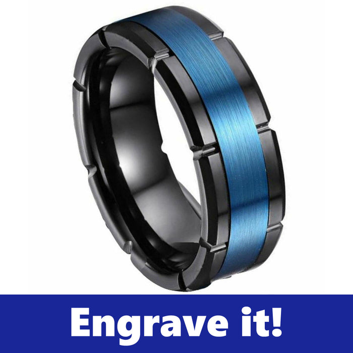 Brushed Center Tungsten Police Ring