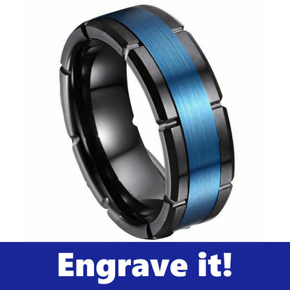 Brushed Center Tungsten Police Ring