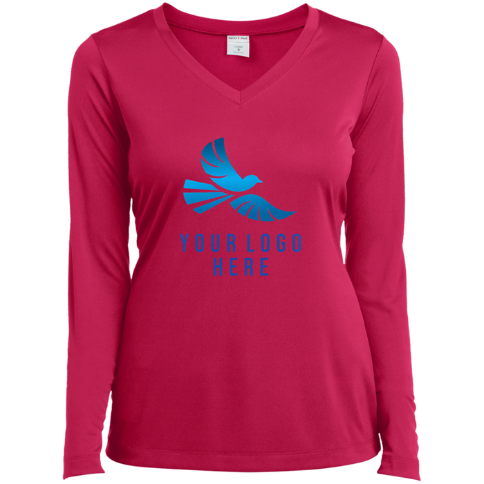 CMM Branded - LST353LS Ladies’ Long Sleeve Performance V-Neck Tee - A1-1