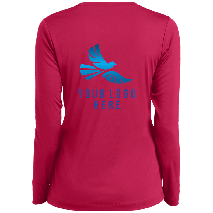 CMM Branded - LST353LS Ladies’ Long Sleeve Performance V-Neck Tee - A1-1