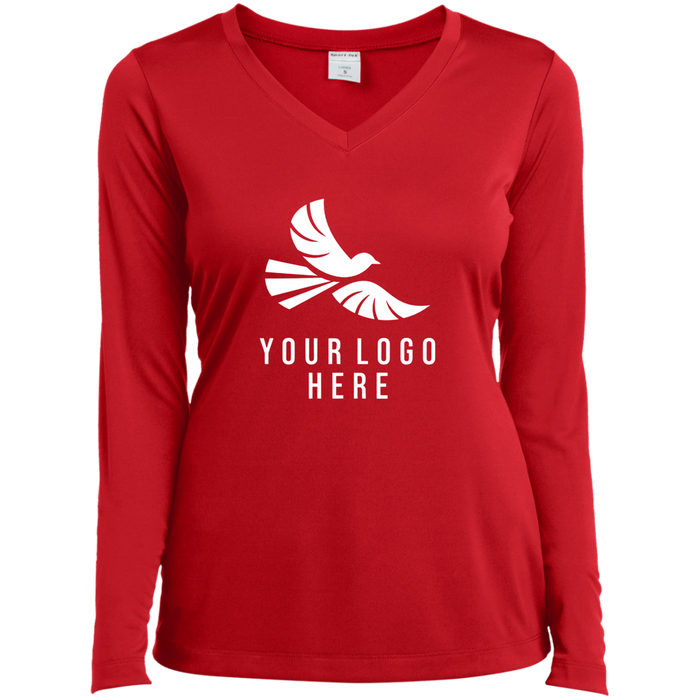 CMM Branded - LST353LS Ladies’ Long Sleeve Performance V-Neck Tee - A1-2