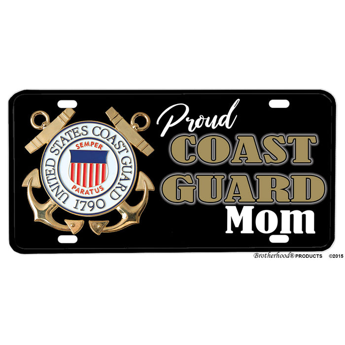 Coast Guard Mom or Dad Design Aluminum License Plate