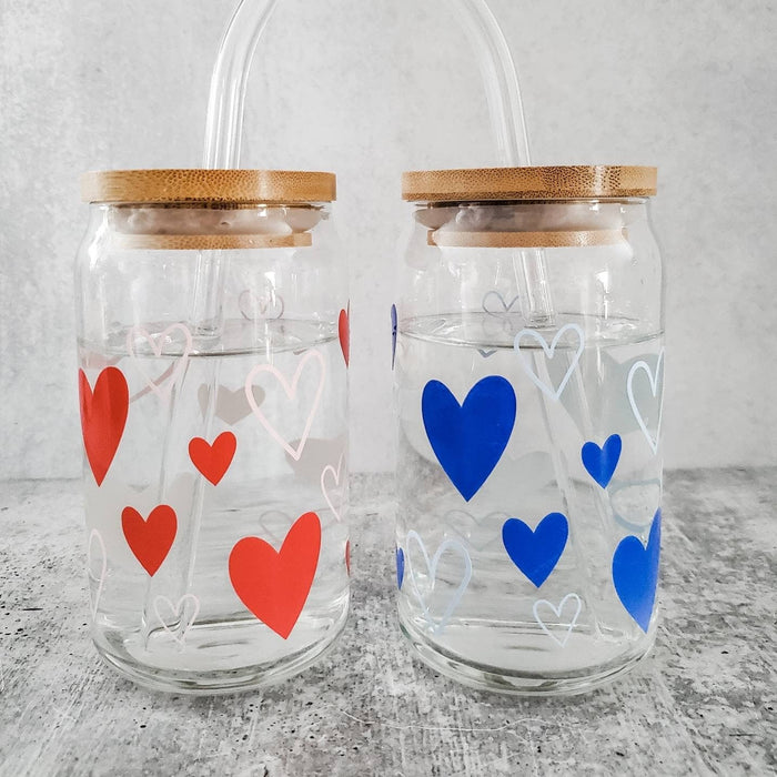 Color Changing Valentine's Day Glass Heart Cups Salt and Sparkle