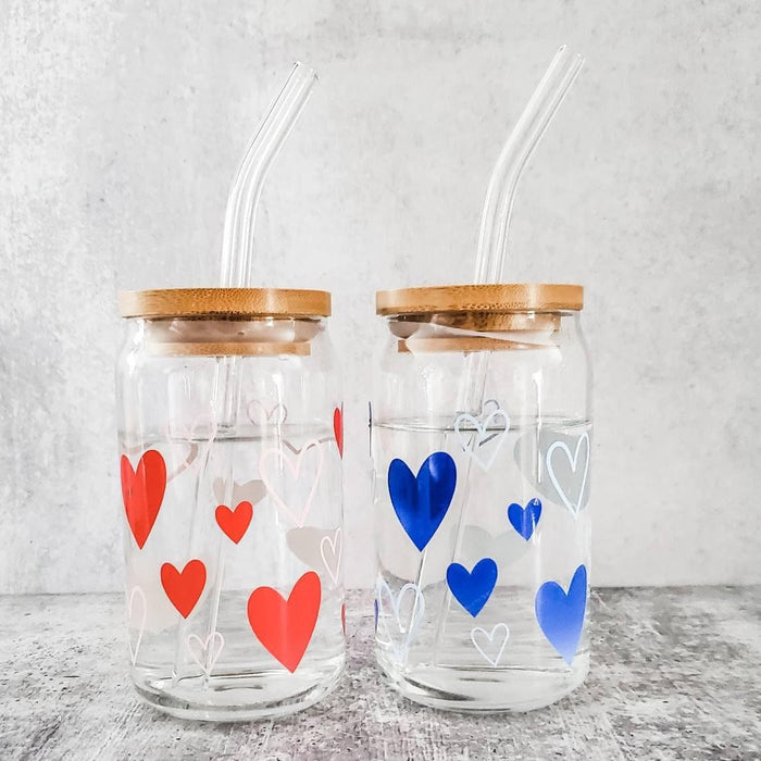 Color Changing Valentine's Day Glass Heart Cups Salt and Sparkle