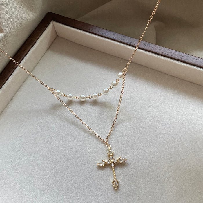 Cross Pearl Necklace