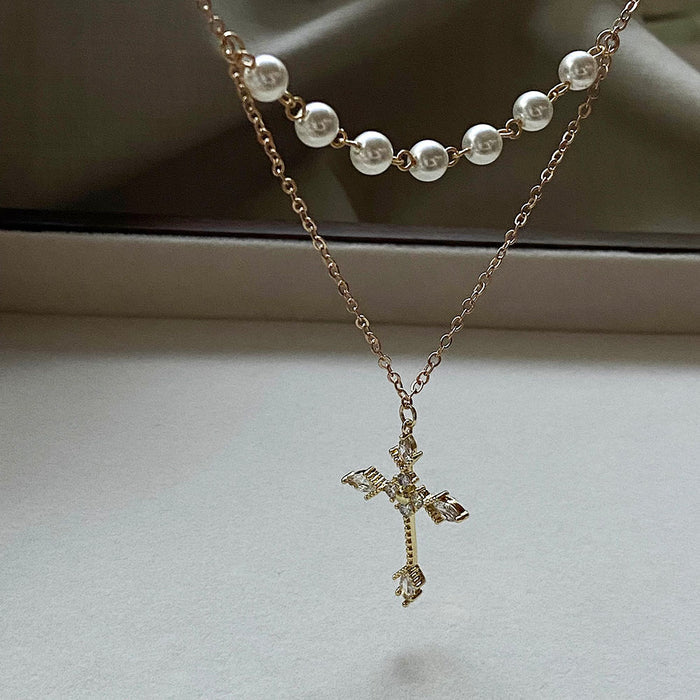 Cross Pearl Necklace