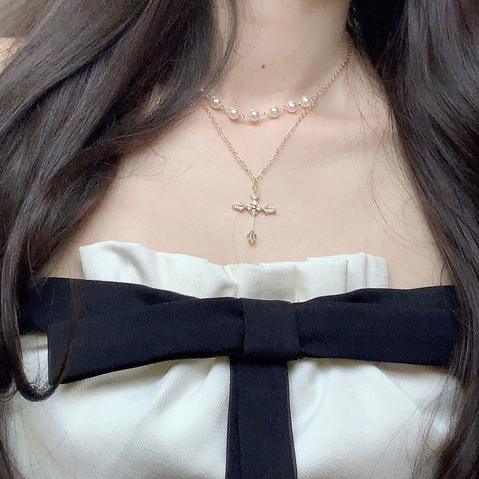 Cross Pearl Necklace