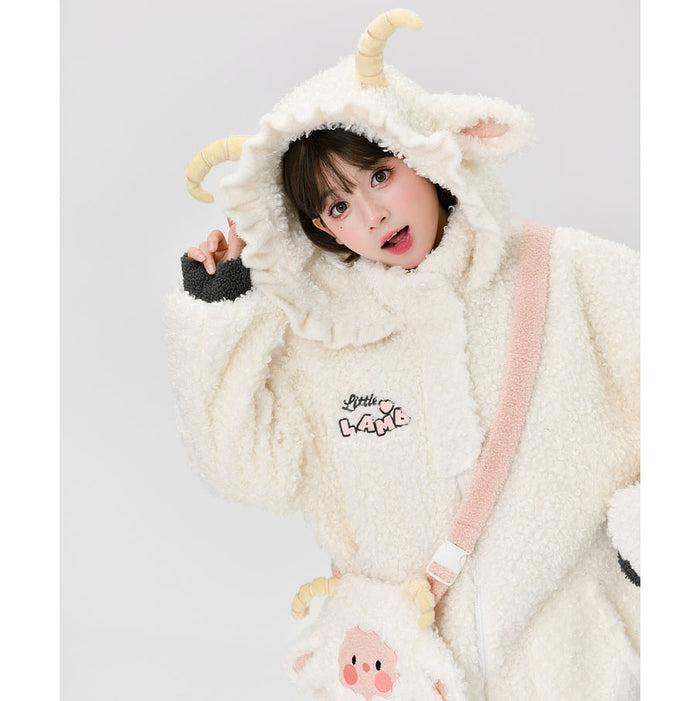 Cute Lamb Embroidered Coat