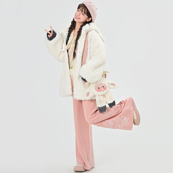 Cute Lamb Embroidered Coat