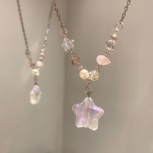Cute Star Zircon Pearl Necklace