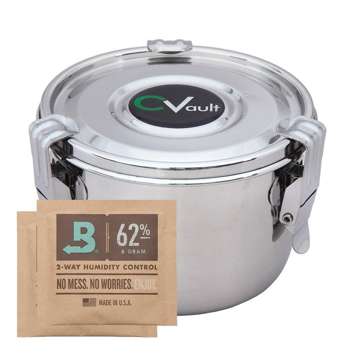 Fresh Herb Storage: CVault Air-Tight Container, Humidity Controlled Preservation, Air-Tight Seal, Humidity Pack Compatible, Durable Food-Grade Stainless Steel, Assorted Sizes Storage Needs, Keeps Herbs Spices Fresh Extended, Portable Easy to Clean.