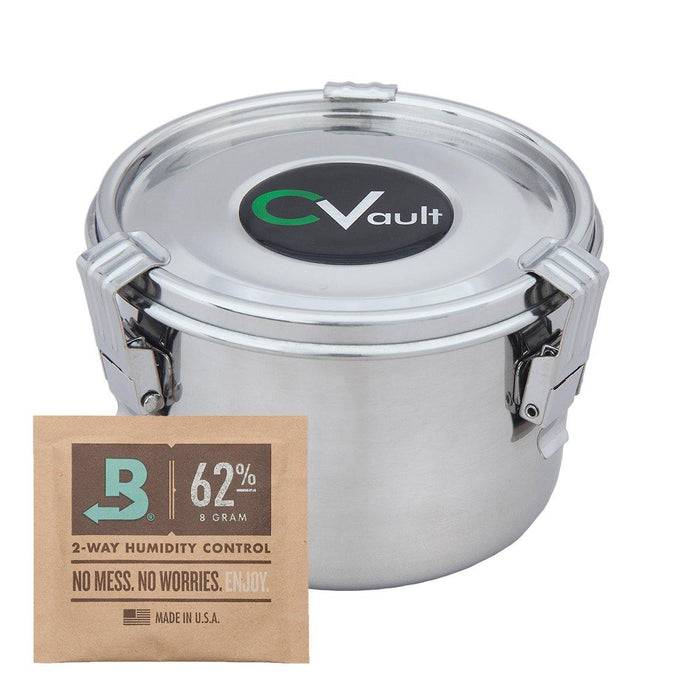 Portable Herb Container: CVault Air-Tight Storage, Humidity Controlled Preservation, Air-Tight Seal, Humidity Pack Compatible, Durable Food-Grade Stainless Steel, Assorted Sizes Storage Needs, Keeps Herbs Spices Fresh Extended, Easy to Clean.
