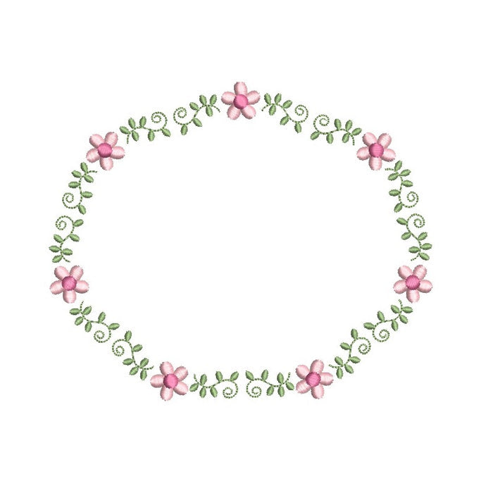 Floral oval frame by rosiedayembroidery.com