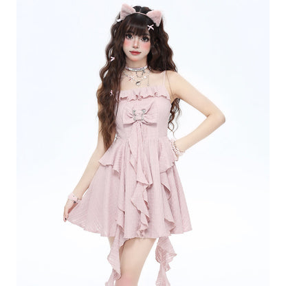 French Design Fairy-style Pink Camisole Dress