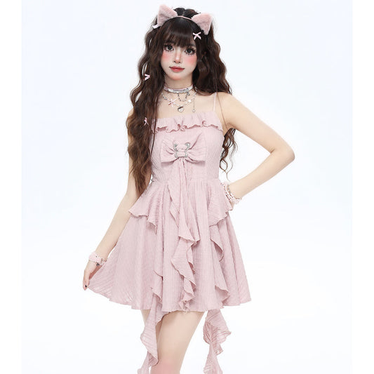 French Design Fairy-style Pink Camisole Dress
