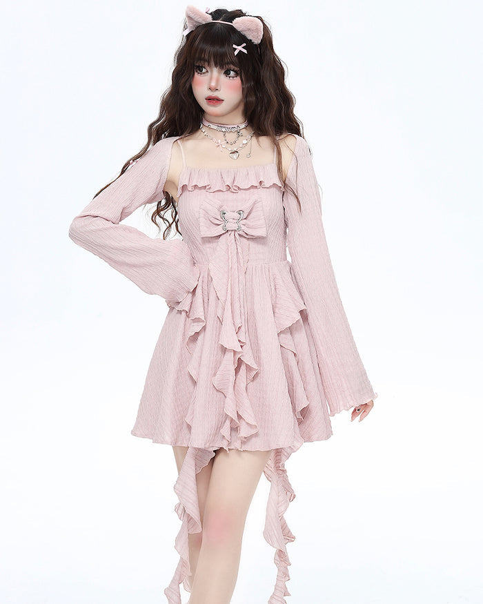 French Design Fairy-style Pink Camisole Dress