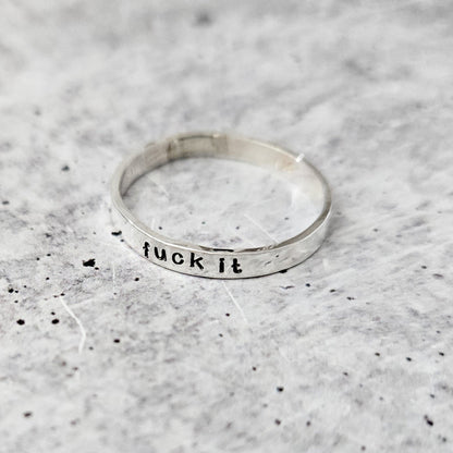 FUCK IT Sterling Silver Ring Salt and Sparkle