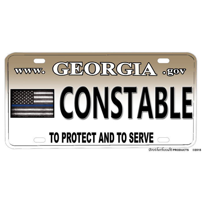 Georgia To Protect And To Serve Thin Blue Line Constable Aluminum License Plate