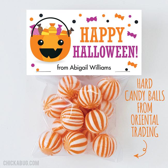 "Happy Halloween" Candy Pail Paper Tags and Bags