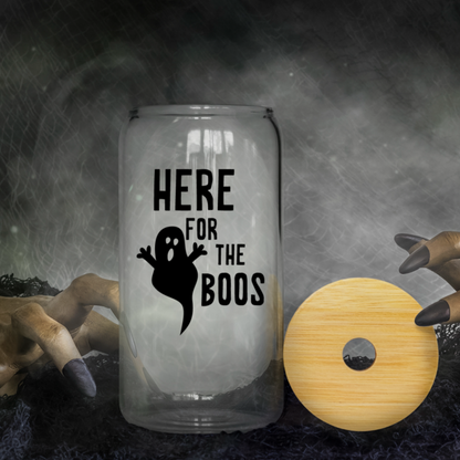 Here for the Boos Halloween Snowglobe Glitter Iced Coffee Cup Salt and Sparkle