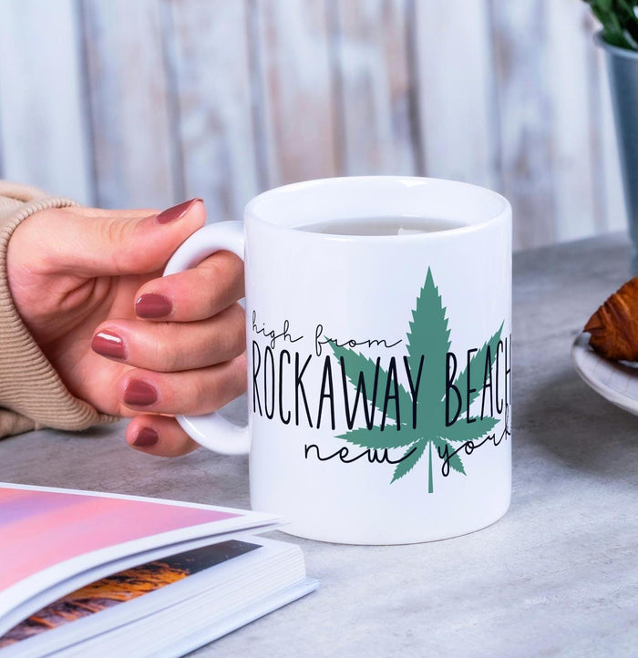 High from [Your City Here] – Custom 420 Friendly Coffee Mug, Funny Gift for Smoker Bestie, Personalized Weed Home Decor, Work from Home Gift Salt and Sparkle