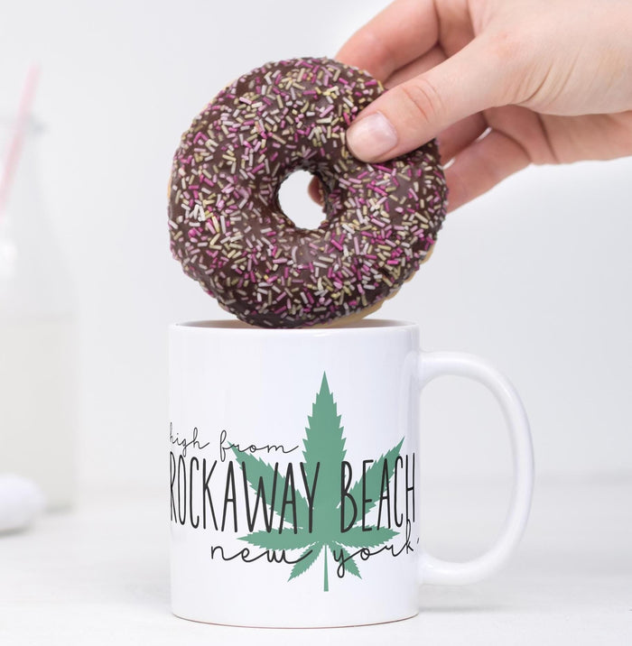 High from [Your City Here] – Custom 420 Friendly Coffee Mug, Funny Gift for Smoker Bestie, Personalized Weed Home Decor, Work from Home Gift Salt and Sparkle