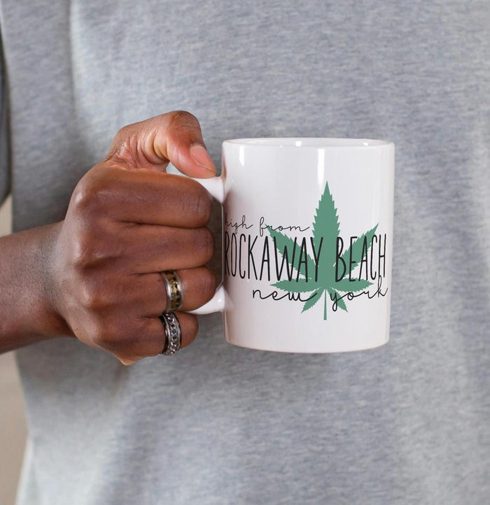 High from [Your City Here] – Custom 420 Friendly Coffee Mug, Funny Gift for Smoker Bestie, Personalized Weed Home Decor, Work from Home Gift Salt and Sparkle