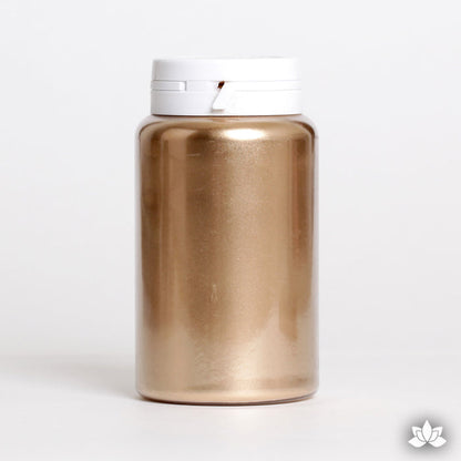 Gold metallic powder used to decorate cakes, cupcakes, showpieces, chocolate decorations, and other decorative pastry work. Non-Toxic. Water Soluble.