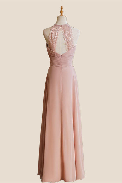 Jewel Blush Chiffon Empire Long Bridesmaid Dress