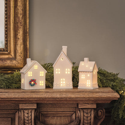 Large White Ceramic Light Up House