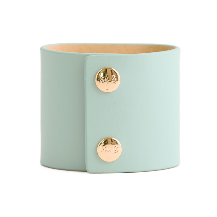 Loved Cuff - Aquamarine Leather with Blue Agate