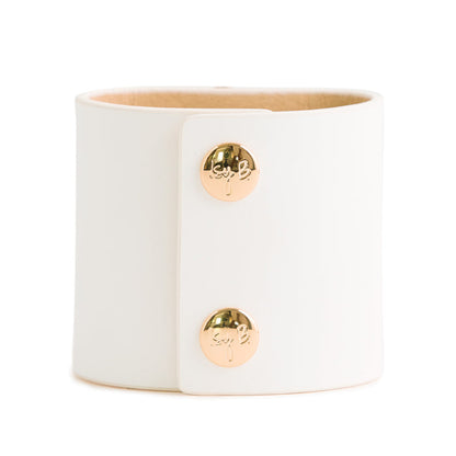 Loved Cuff - Moonstone White Leather with Purple Agate