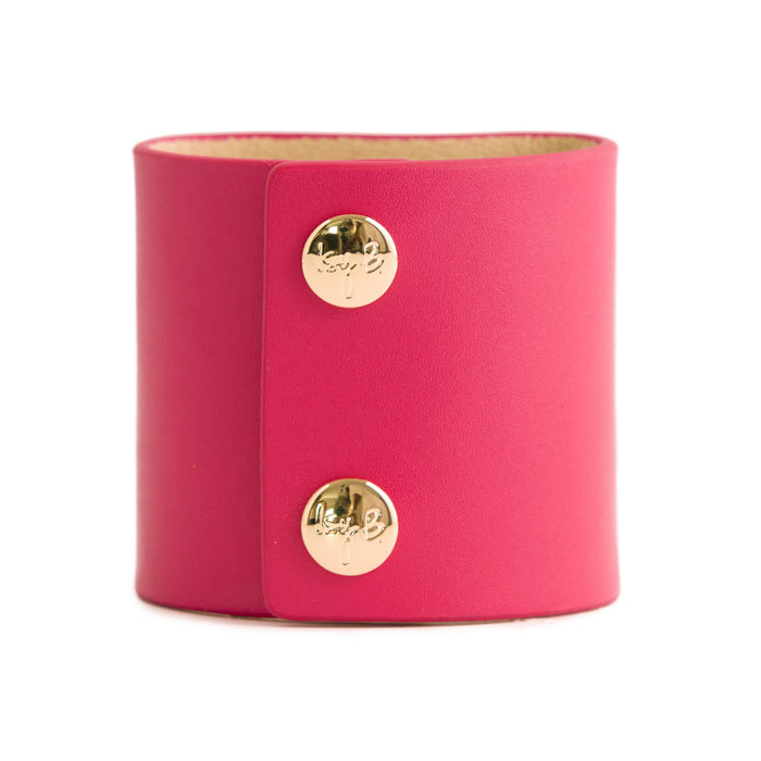 Loved Cuff - Pink Ruby Leather with Purple Agate