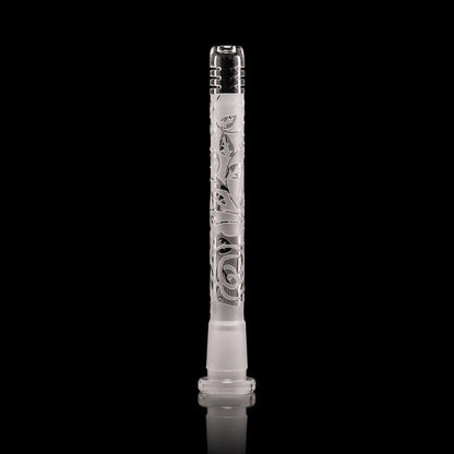 Etched Borosilicate Downstem: Milkyway Glass, 6 Inch Length, Artistic Etching, Durable, Enhances Water Pipe Functionality