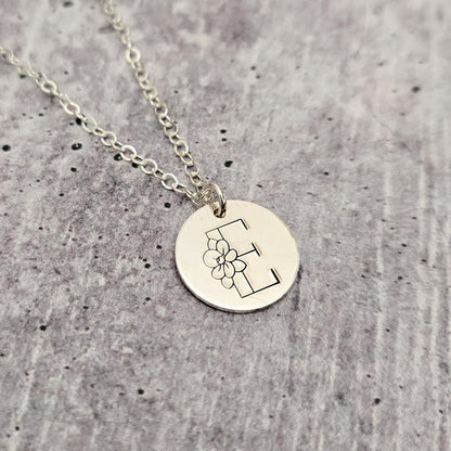 Monogram Initial Necklace - Minimalist Silver Flower Name Charm Necklace Salt and Sparkle