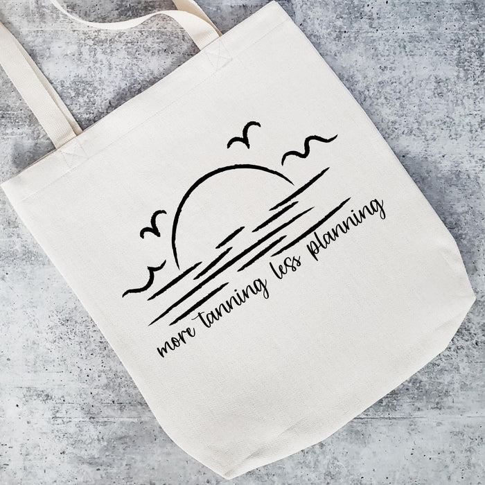 More Tanning Less Planning Teacher Tote Bag for Summer Salt and Sparkle