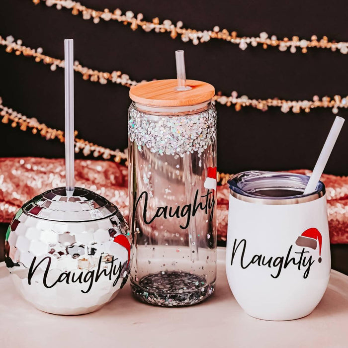 Naughty Christmas Snowglobe Tumbler Salt and Sparkle