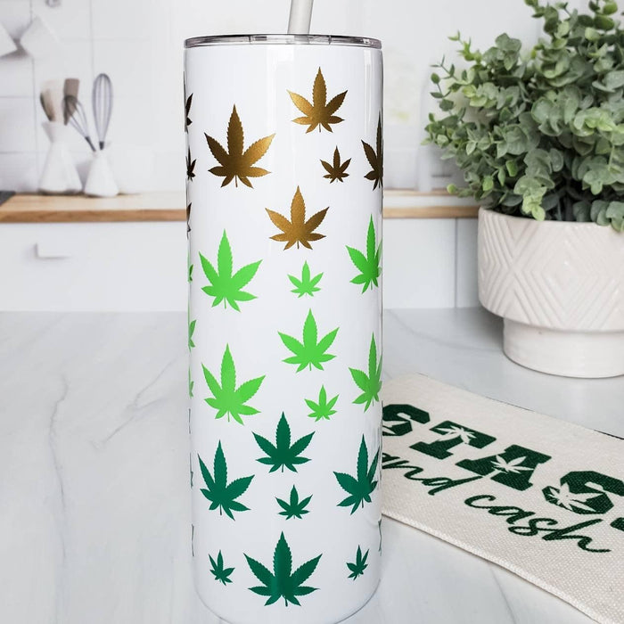 Ombre Hemp Leaf Insulated Drink Tumbler Salt and Sparkle