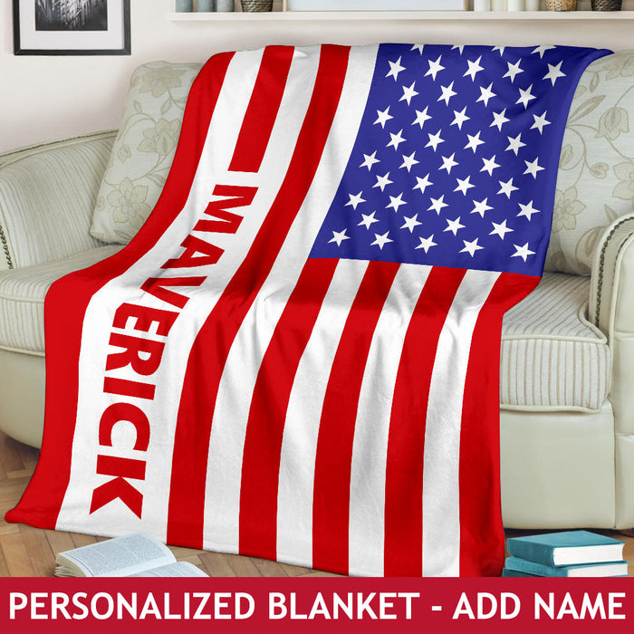 Personalized American (USA) Flag Blanket