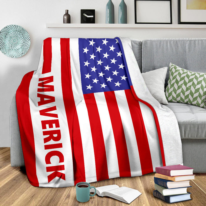Personalized American (USA) Flag Blanket