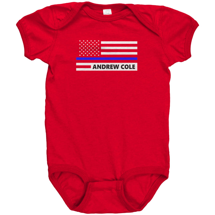Personalized Thin Blue Line Flag Onesie - AH1-1