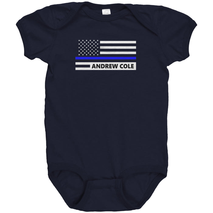 Personalized Thin Blue Line Flag Onesie - AH1-1