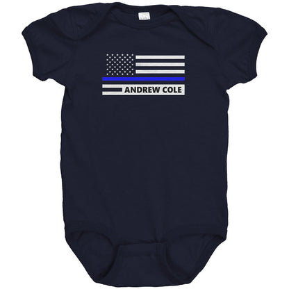Personalized Thin Blue Line Flag Onesie - AH1-1