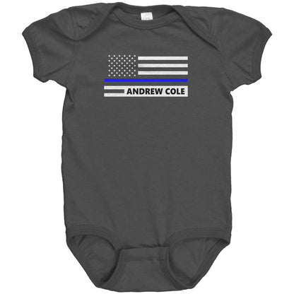 Personalized Thin Blue Line Flag Onesie - AH1-1