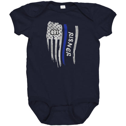 Personalized Thin Blue Line Flag Onesie - CH2-1