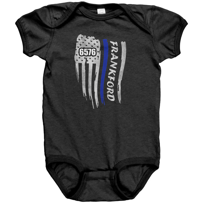 Personalized Thin Blue Line Flag Onesie - MB1