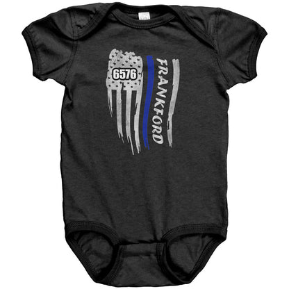 Personalized Thin Blue Line Flag Onesie - MB1