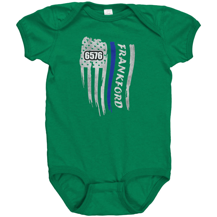 Personalized Thin Blue Line Flag Onesie - MB1