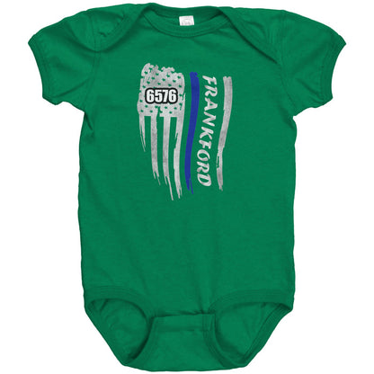 Personalized Thin Blue Line Flag Onesie - MB1