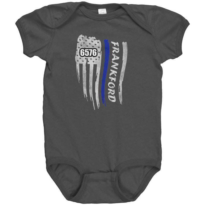 Personalized Thin Blue Line Flag Onesie - MB1